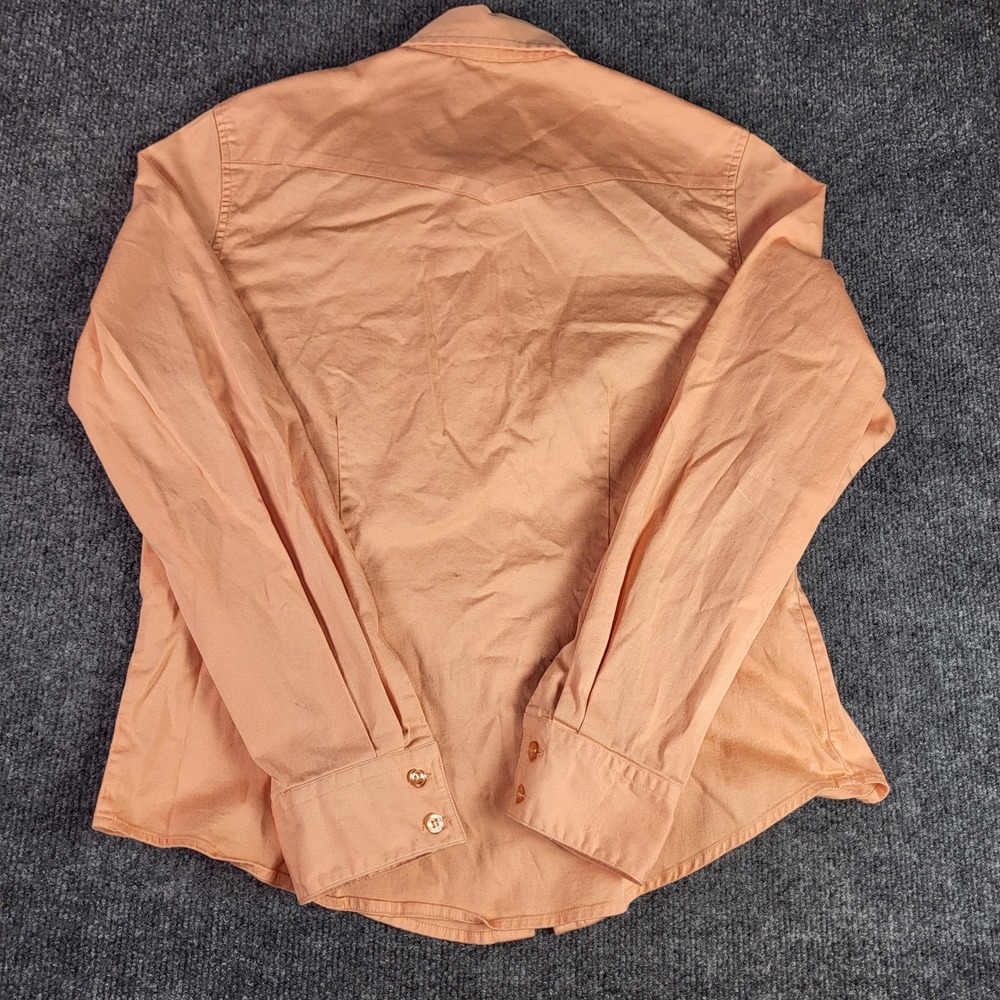 VNTG Roughrider by Circle T Peach Floral Embroidered Western Button Down Shirt M - Picture 7 of 7